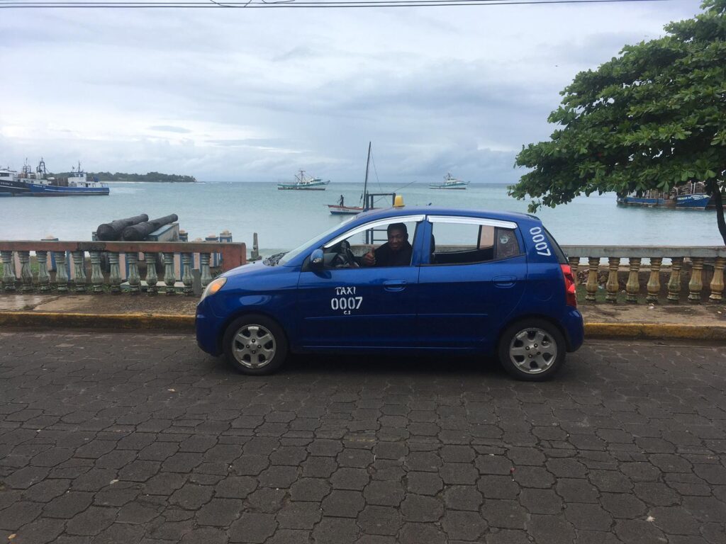 blue taxi on Big Corn Island