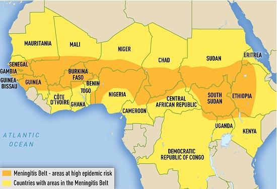 Meningitis belt in Africa